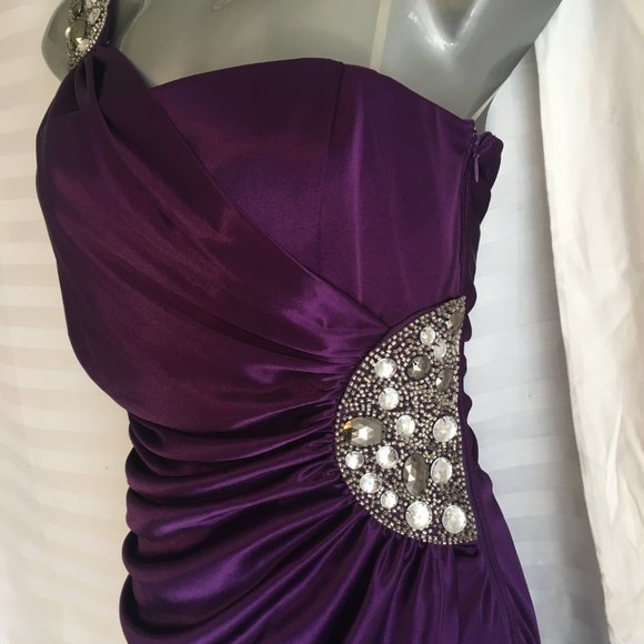 Speechless Club Jr Social Shiny Purple Dress Size S Bodycon Jewel Party Y2K New - Picture 5 of 13